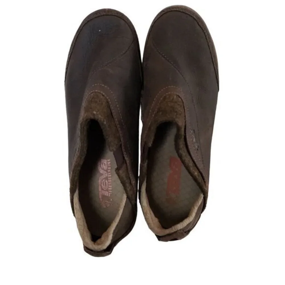 Teva Haley Brown Leather Loafers Womens Shoes Size‎ 8 Pre-Owned